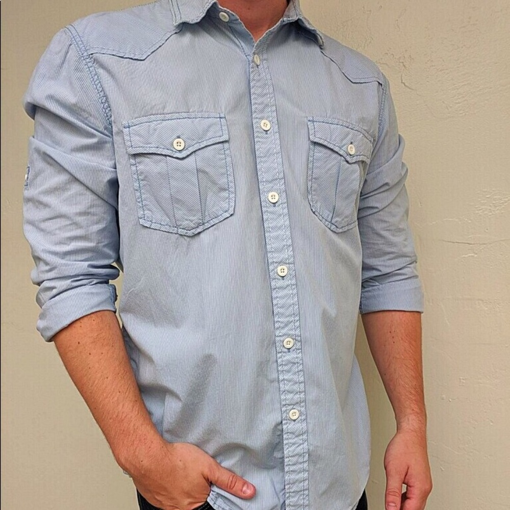 INC International Concepts Blue Striped Shirt (L)